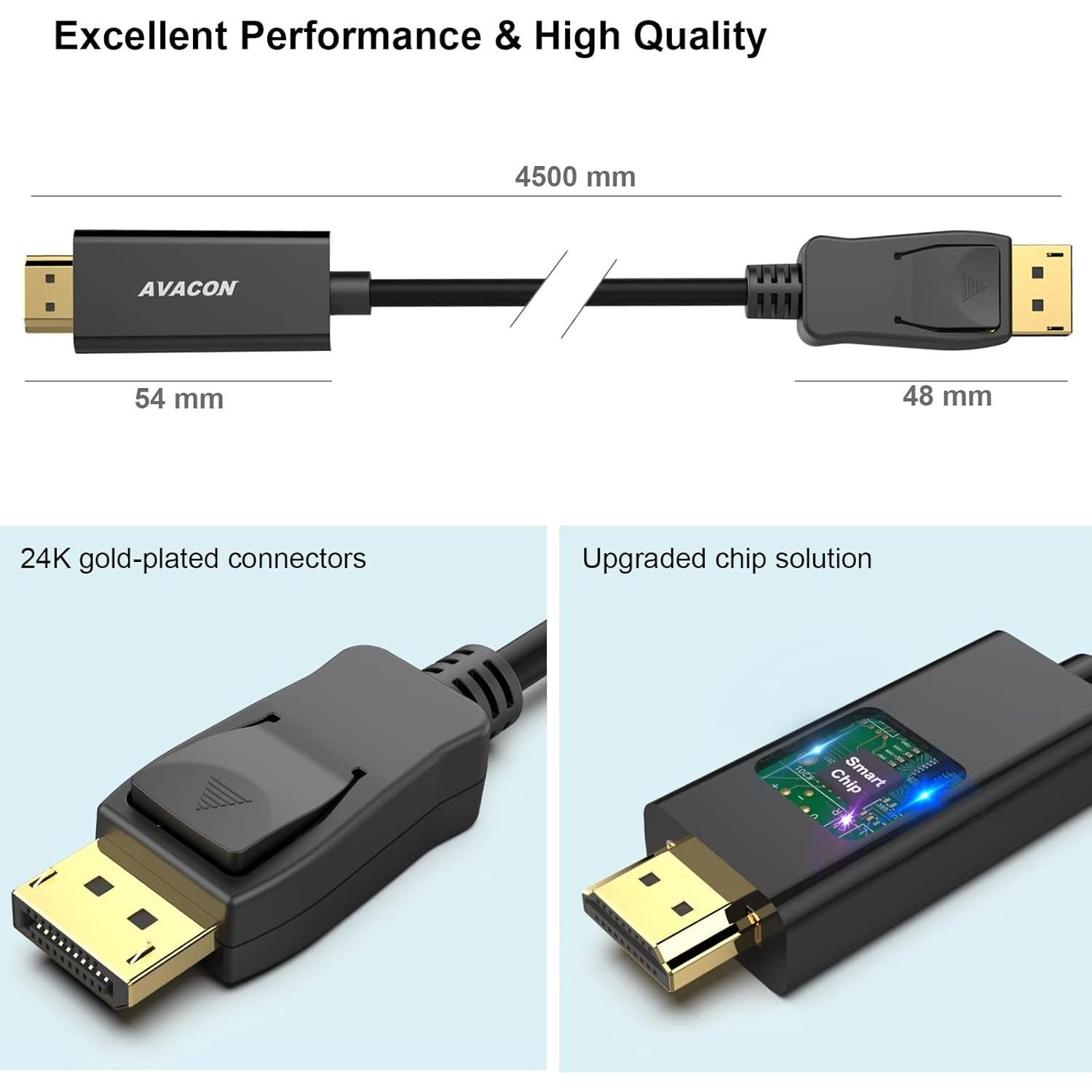 Cable DisplayPort a HDMI AVACON 4K 4.57m unidireccional