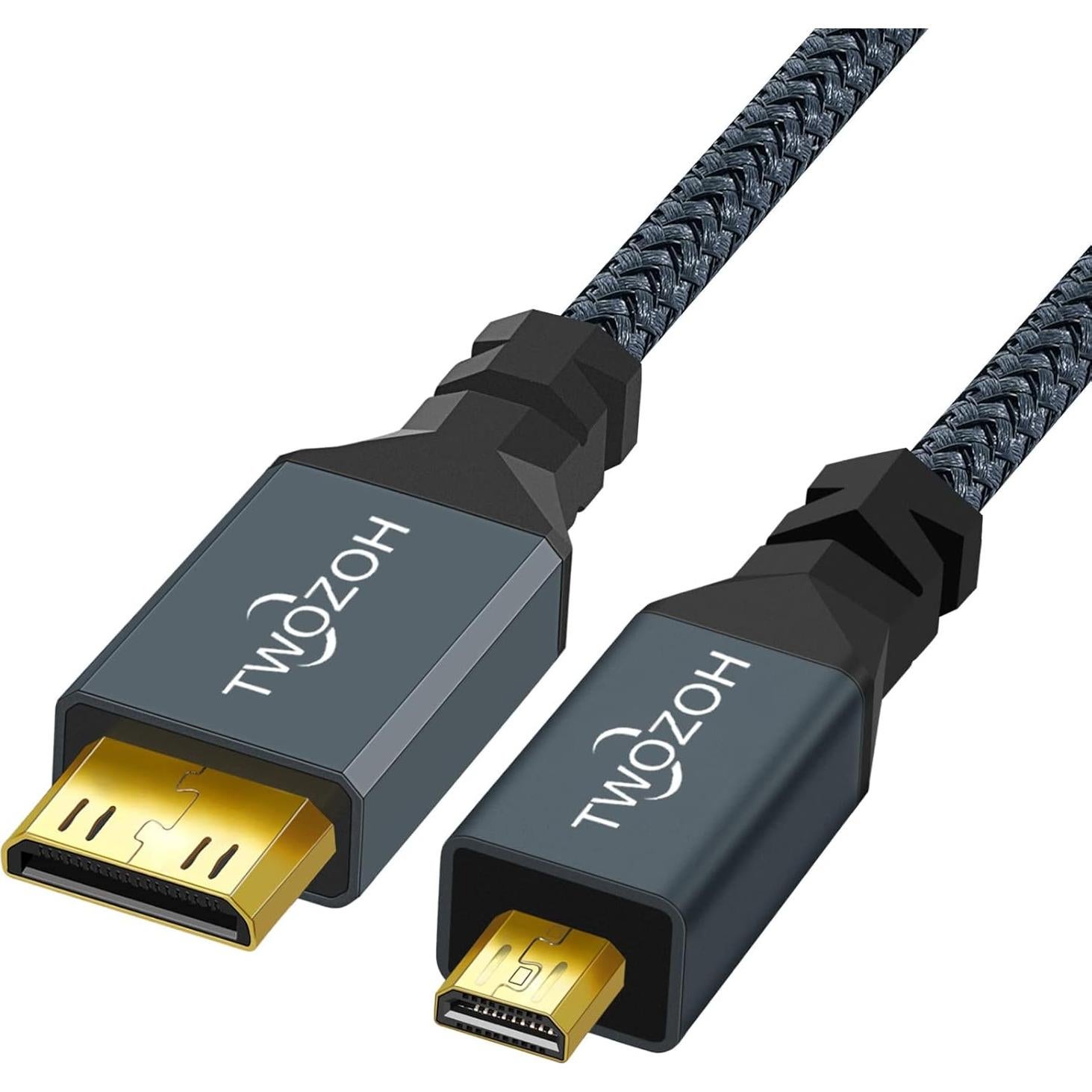 Cable Micro HDMI a Mini HDMI Twozoh 0.5m Soporta 4K 1080p