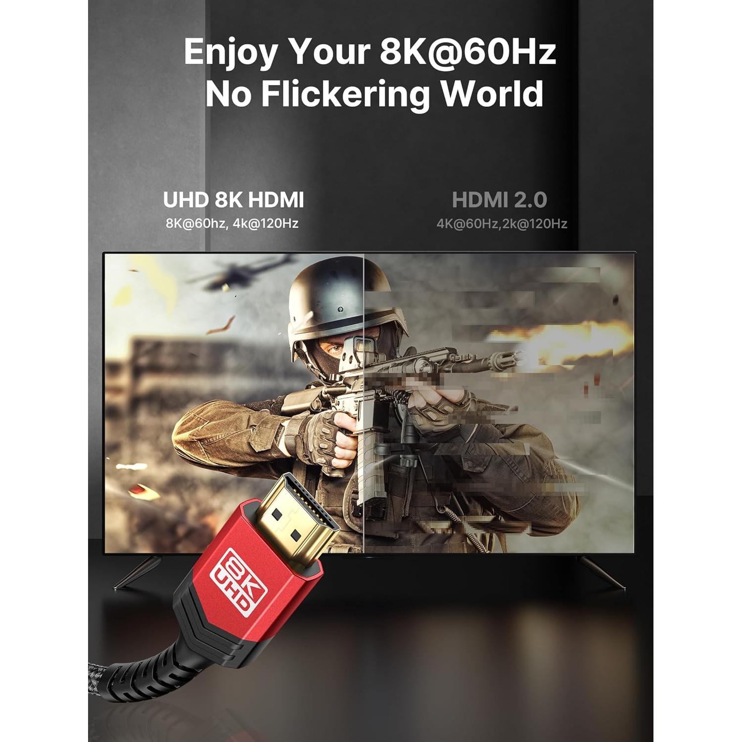 Cable HDMI JSAUX 2.1 1.83m 48Gbps 8K 4K Compatible PS5/Xbox