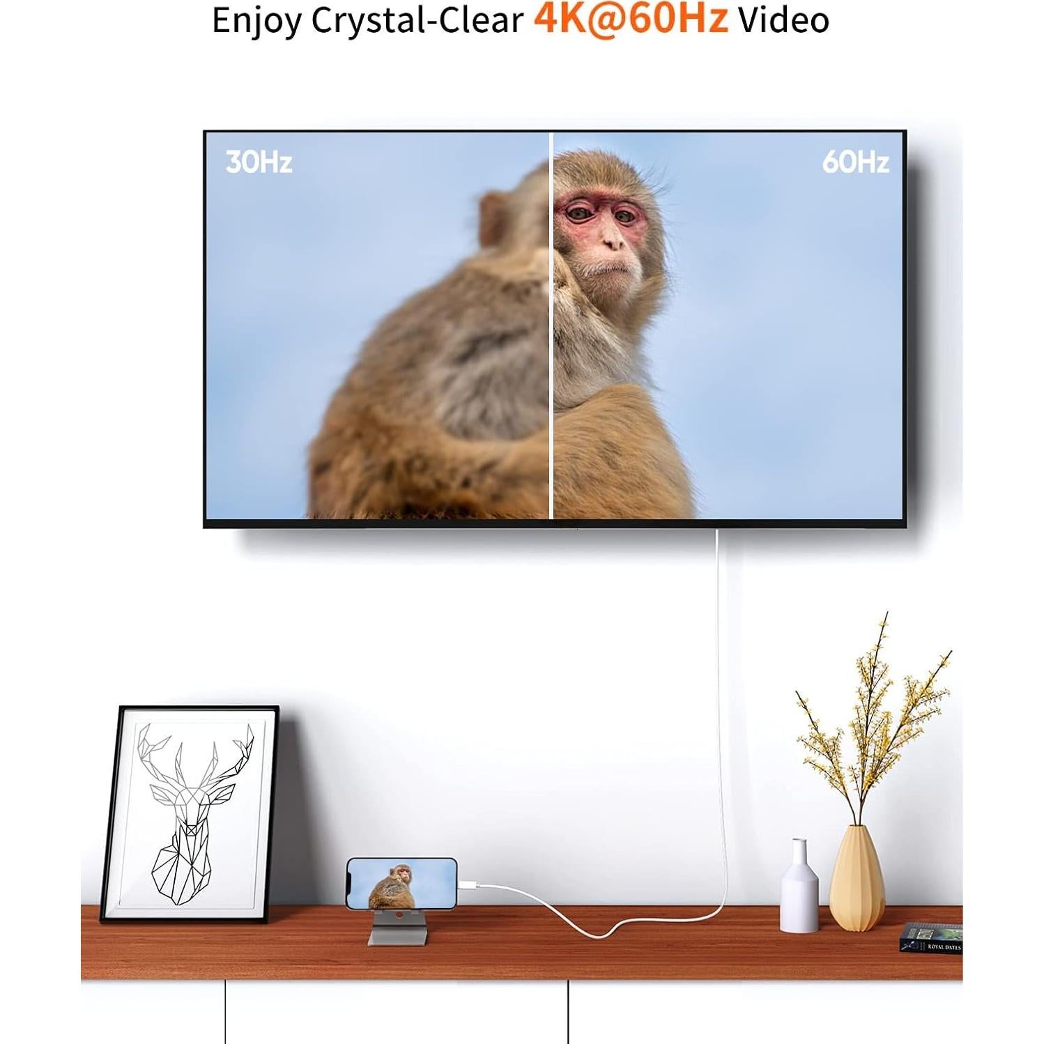 Cable USB C a HDMI 1.83m CableCreation 4K@60Hz Compatible