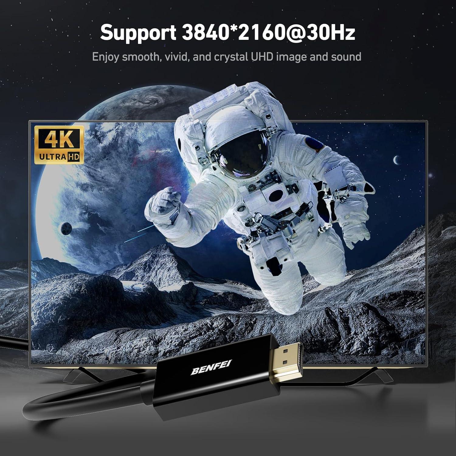 Cable DisplayPort a HDMI BENFEI 1.83m Paquete de 5 Unidades