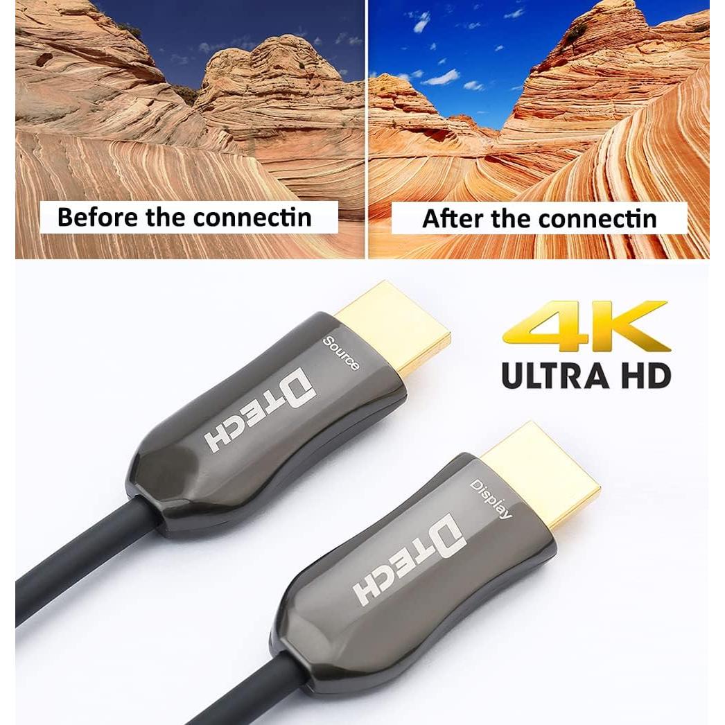 Cable HDMI de Fibra Óptica DTech 4K 60Hz 100 pies (31m)