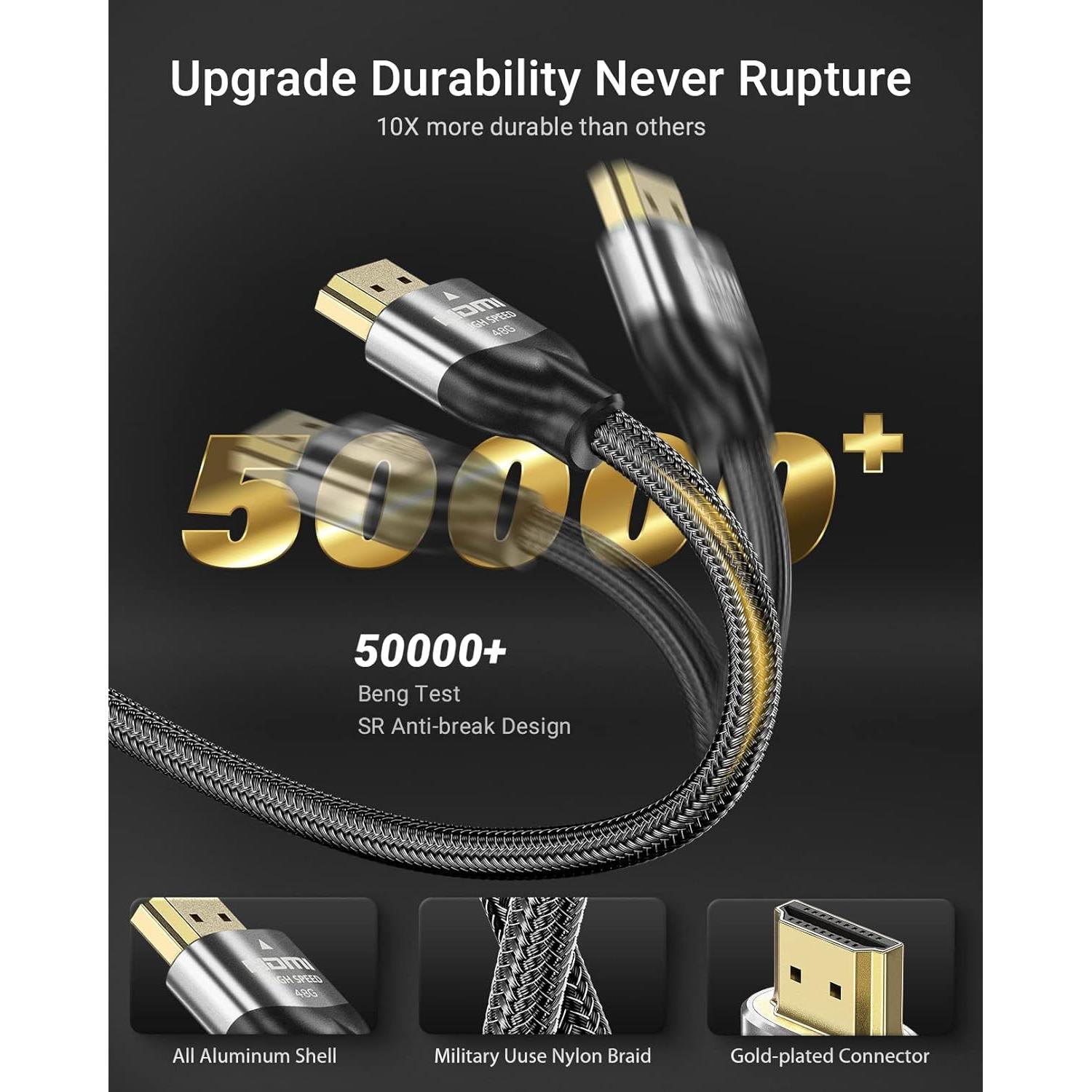 Cable HDMI 2.1 TISOFU 0.91m Ultra Alta Velocidad 8K 60Hz