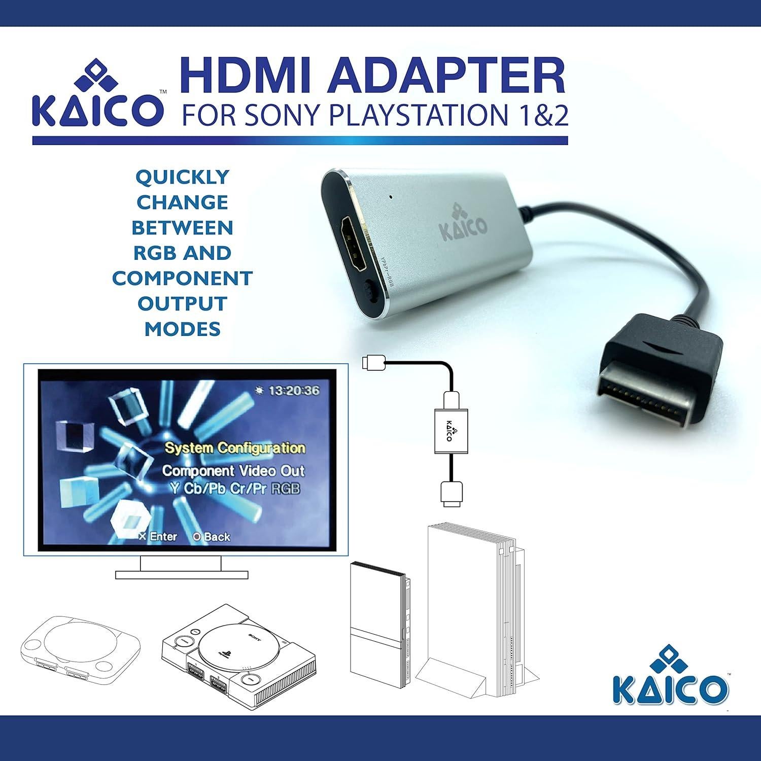 Convertidor HDMI Kaico para PS1 y PS2 - RGB y Componente