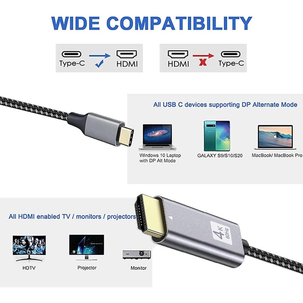 Cable USB C a HDMI 4K 60Hz QCEs 1.99m para MacBook y Galaxy