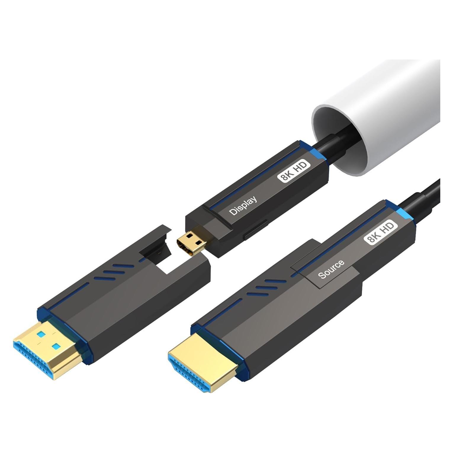 Cable de fibra óptica HDMI 8K 15 m desmontable ecjtu