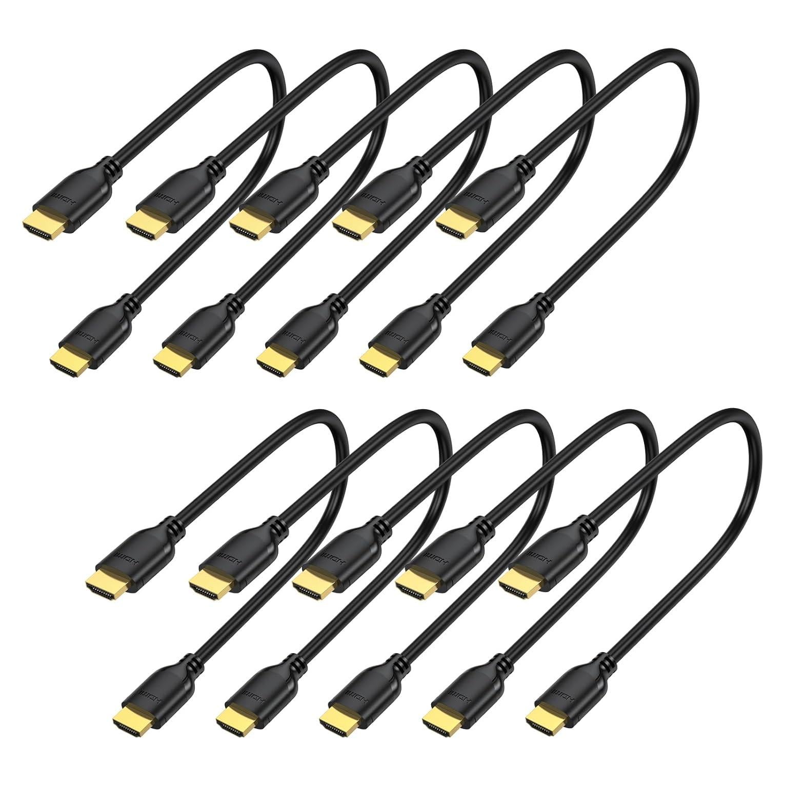 Cable HDMI Corto 1 Pie UVOOI 10-Pack 4K 60Hz Alta Velocidad