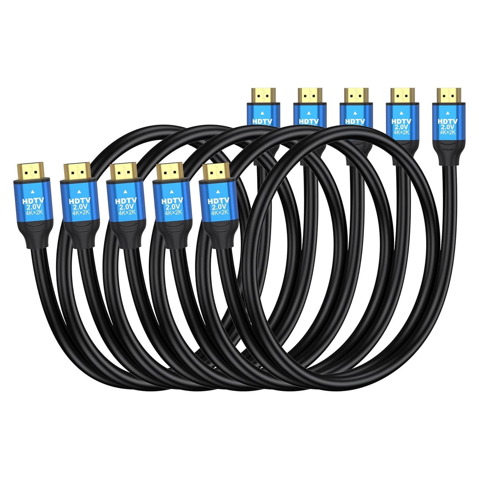 Cables HDMI 2.0 de 1.52m - Paquete de 5 - Soporta 4K 60Hz