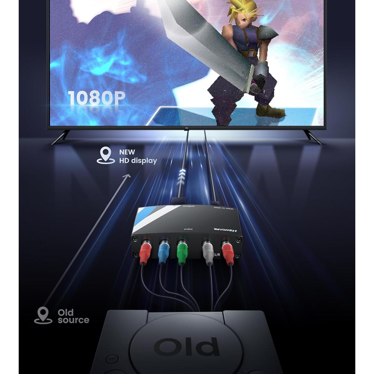 Convertidor de Componente a HDMI NEWCARE 1080P para PS2 PS3