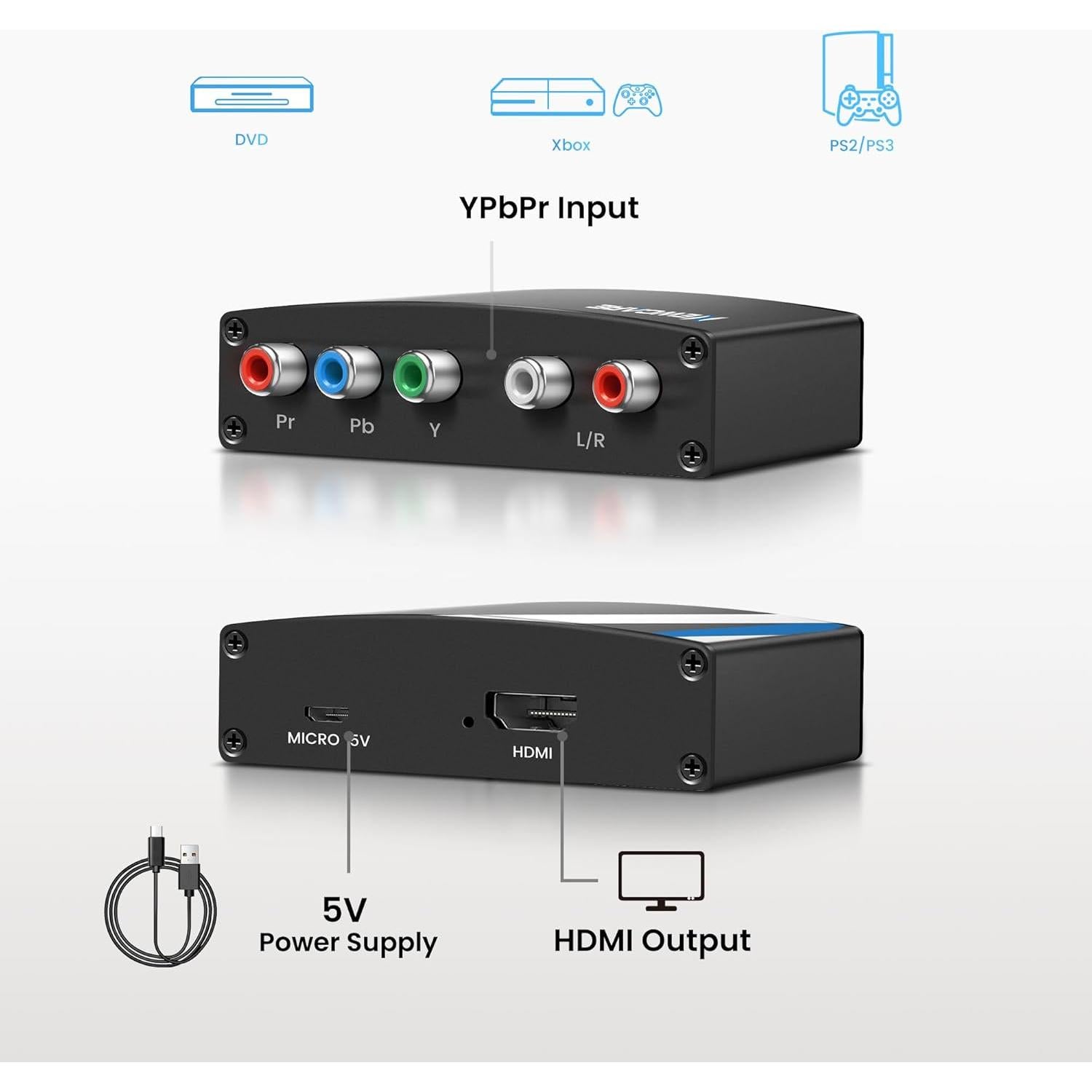Convertidor de Componente a HDMI NEWCARE 1080P para PS2 PS3