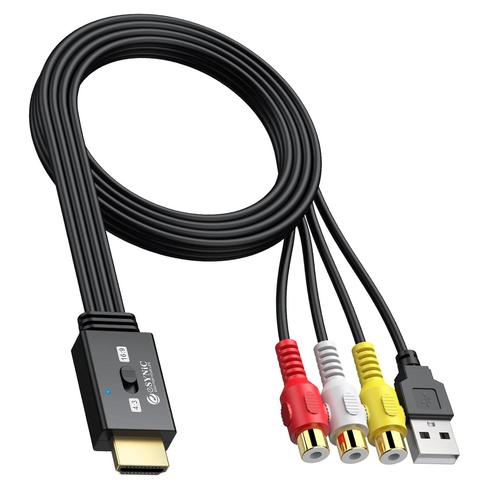 Convertidor eSynic RCA hembra a HDMI macho 1080P 60Hz