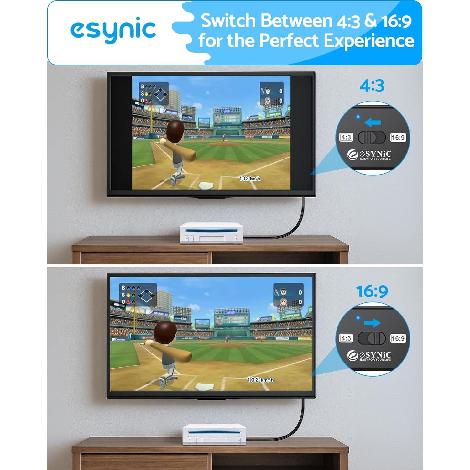 Convertidor eSynic RCA hembra a HDMI macho 1080P 60Hz