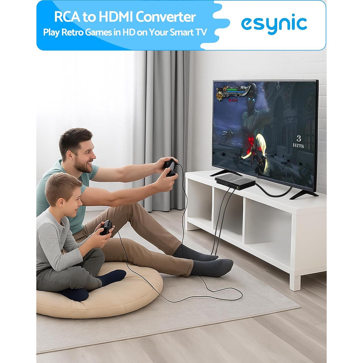 Convertidor eSynic RCA hembra a HDMI macho 1080P 60Hz
