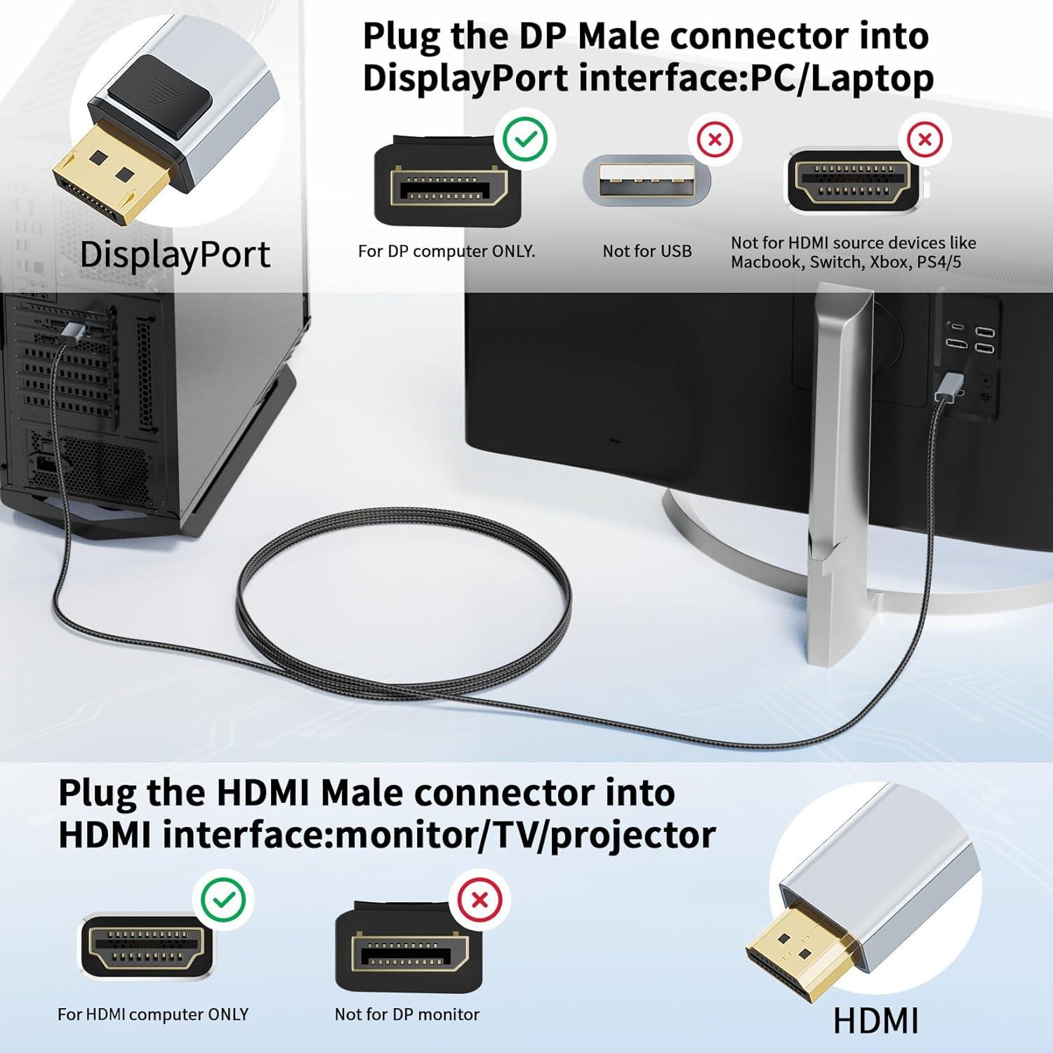 Cable DisplayPort a HDMI 1.8M 4K 60Hz LUKFOCAB