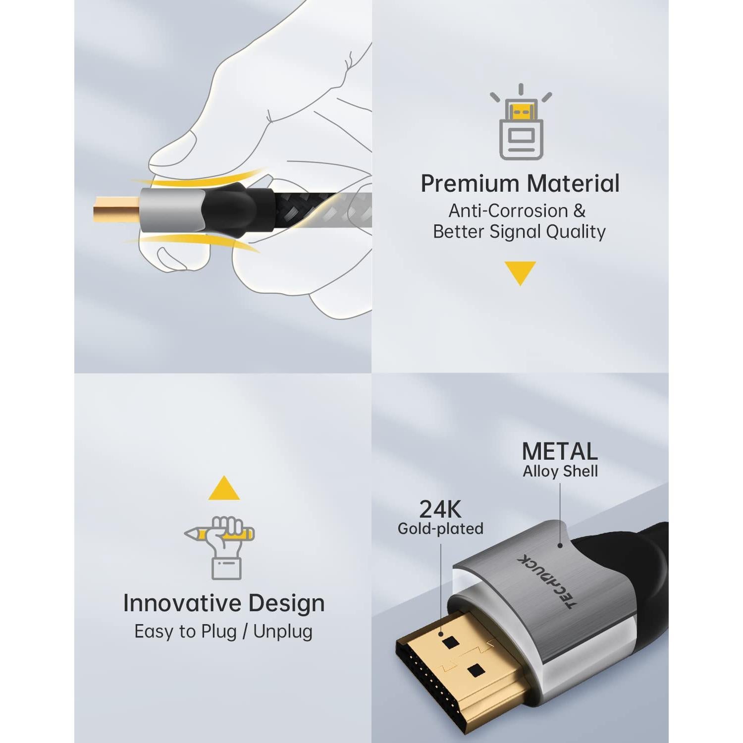 Cable HDMI 2.1 8K 1.83m TechDuck Alta Velocidad 48Gbps