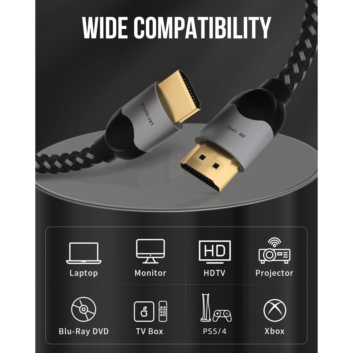 Cable HDMI 2.1 8K 1.83m TechDuck Alta Velocidad 48Gbps