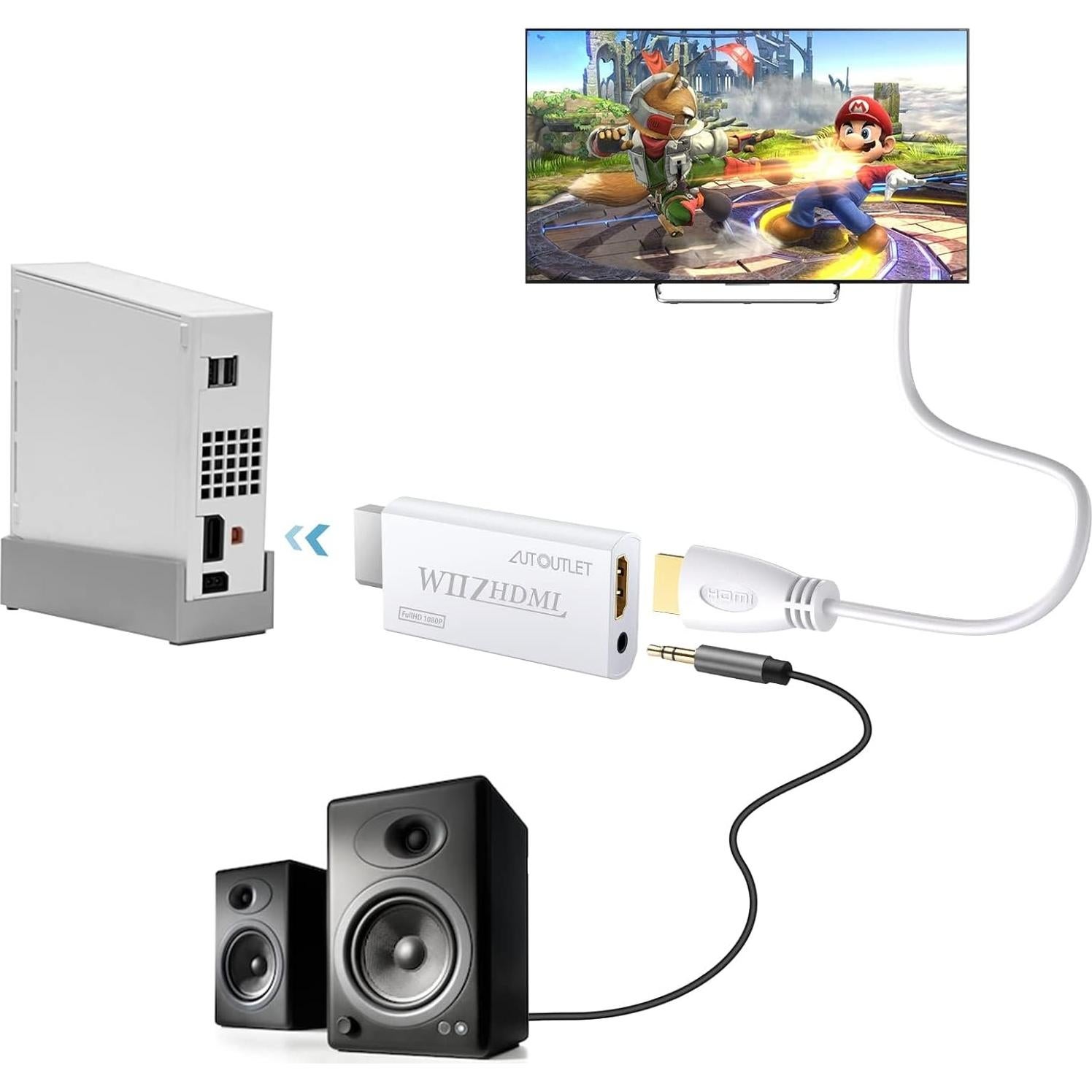 Adaptador HDMI para Wii AUTOUTLET con Cable HDMI 1m 720/1080p