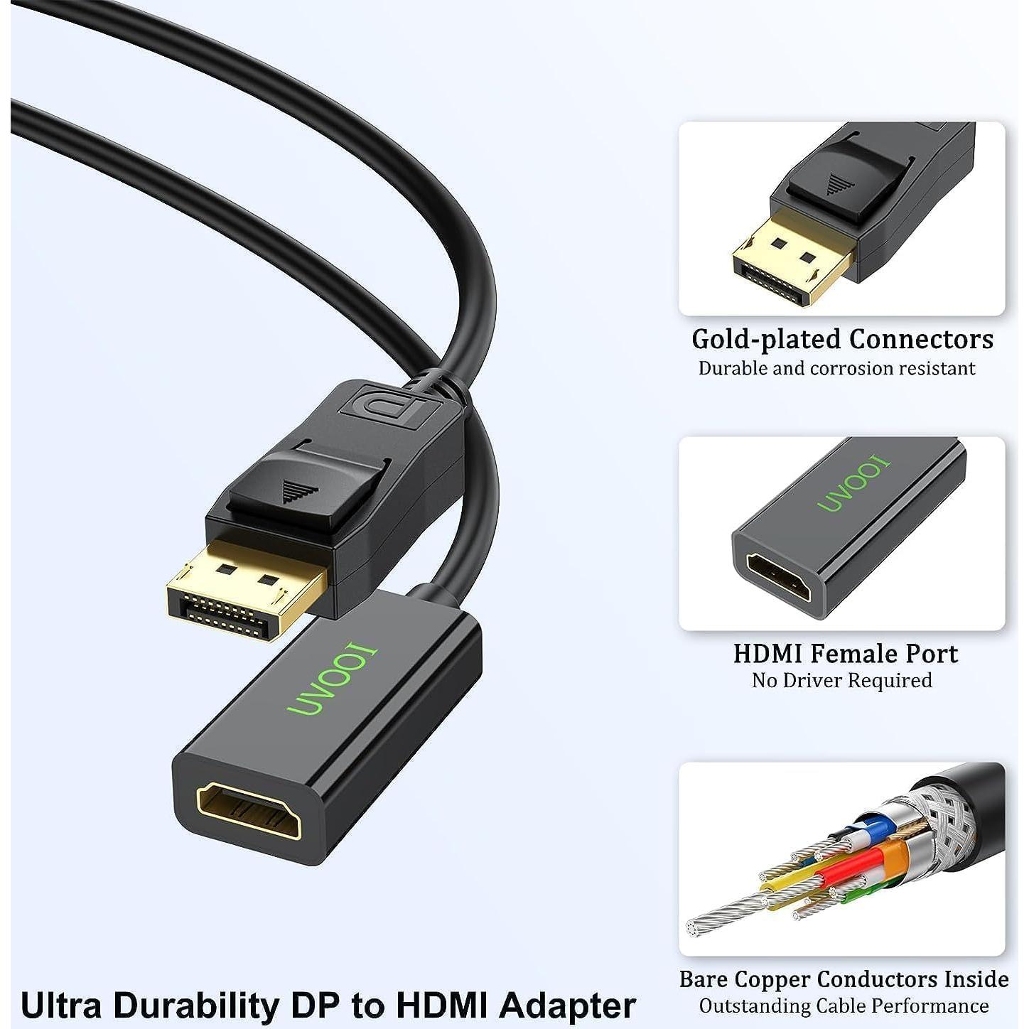 Adaptador DisplayPort a HDMI UVOOI 10 Unidades 1080P Full HD