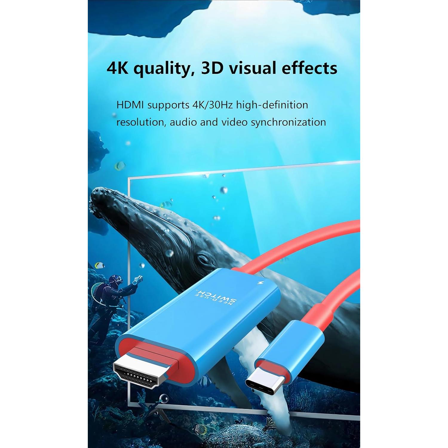 Cable USB-C a HDMI 4K 30Hz CORN para Nintendo Switch