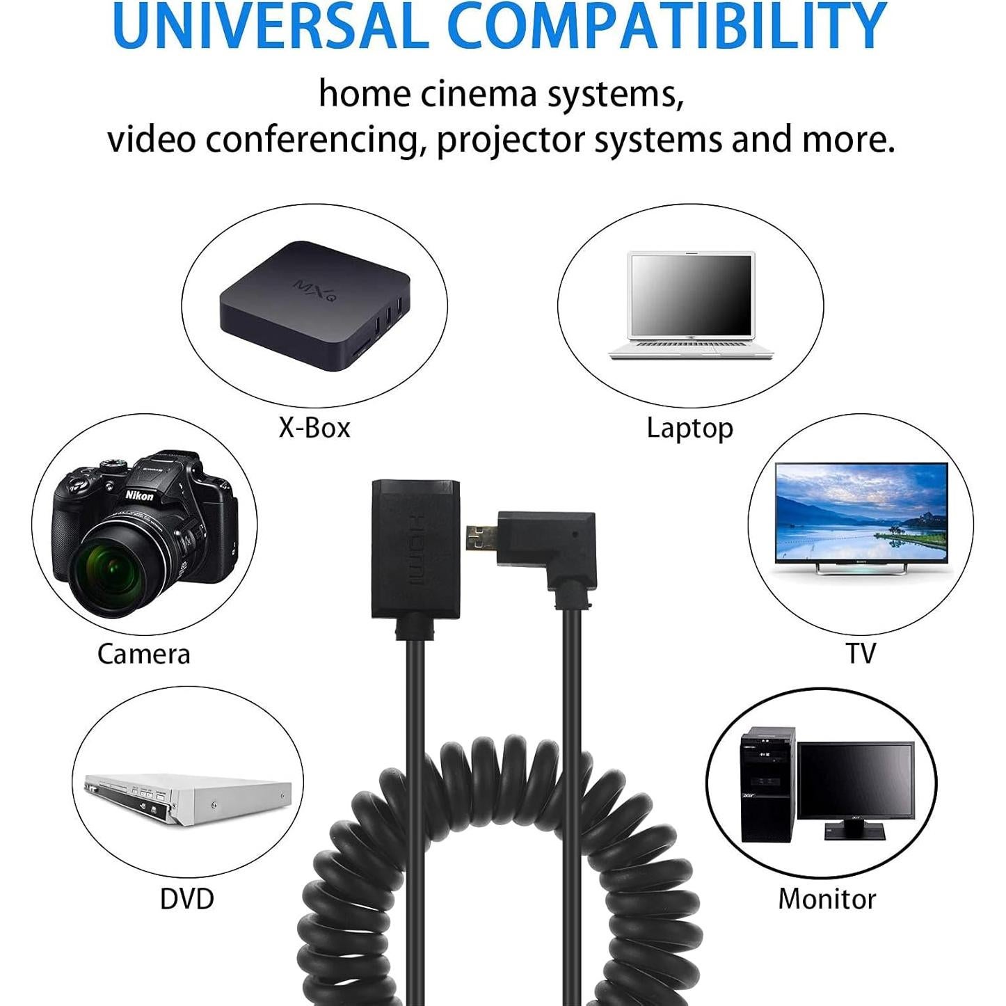 Cable HDMI 2.0 4K MOTONG a Micro HDMI 1.8M ángulo izquierdo