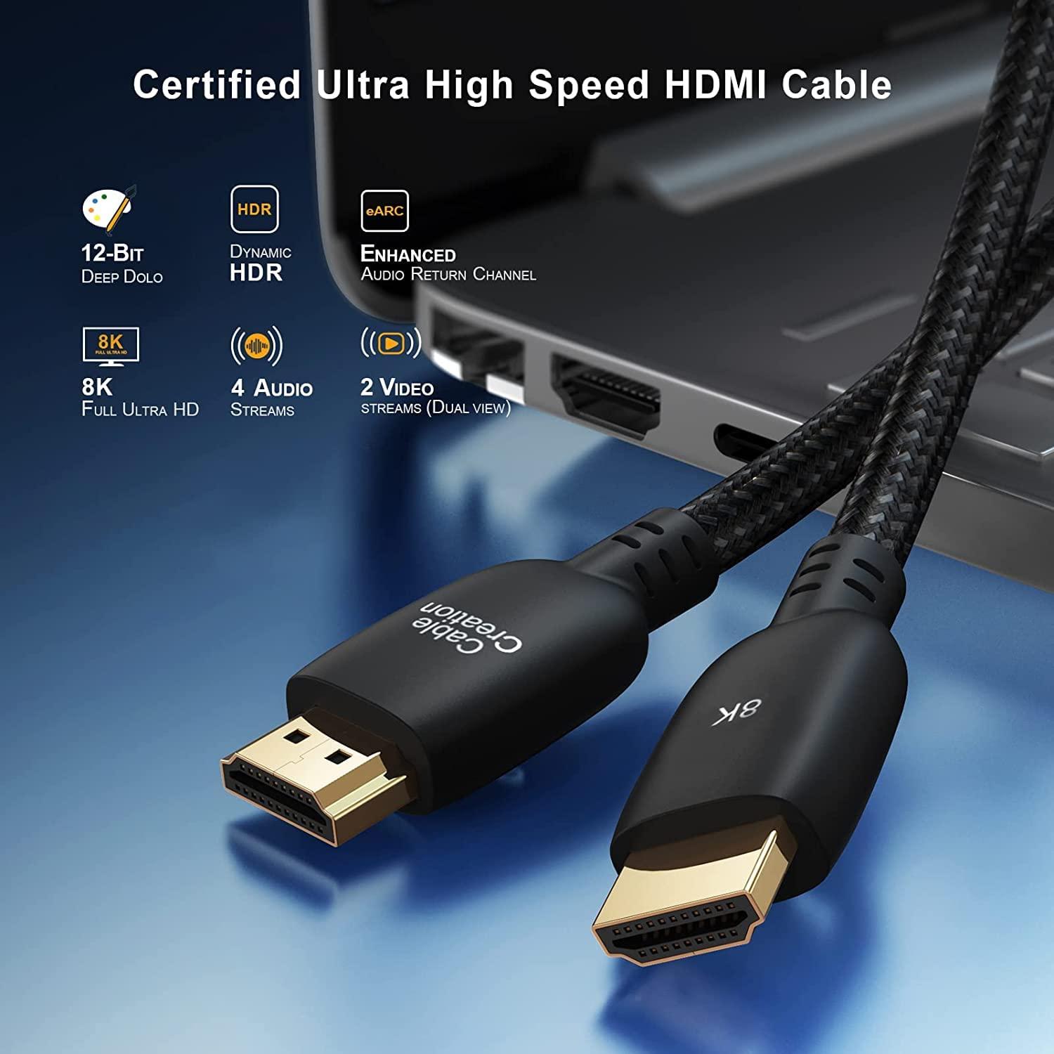 Cable HDMI 8K 1m CableCreation Ultra Alta Velocidad 48Gbps