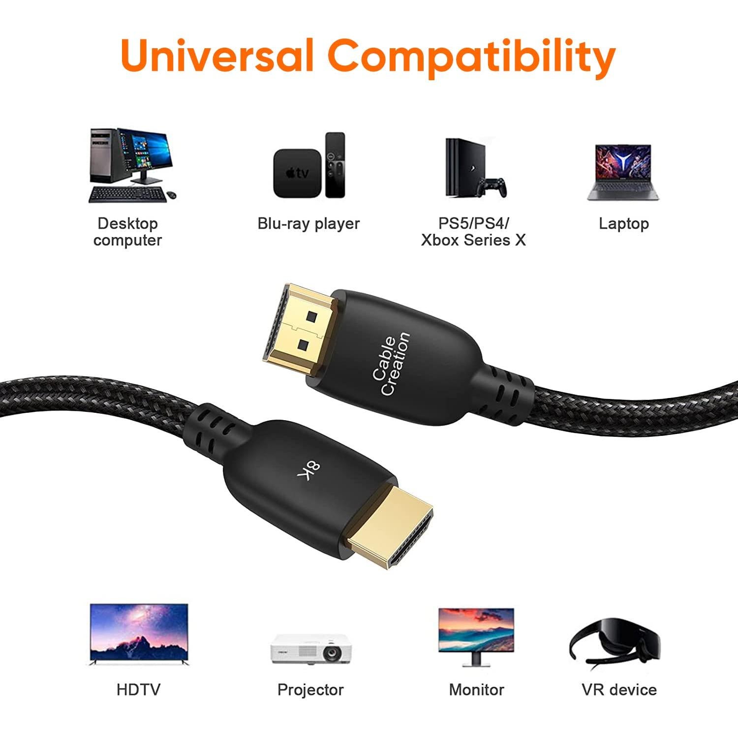 Cable HDMI 8K 1m CableCreation Ultra Alta Velocidad 48Gbps