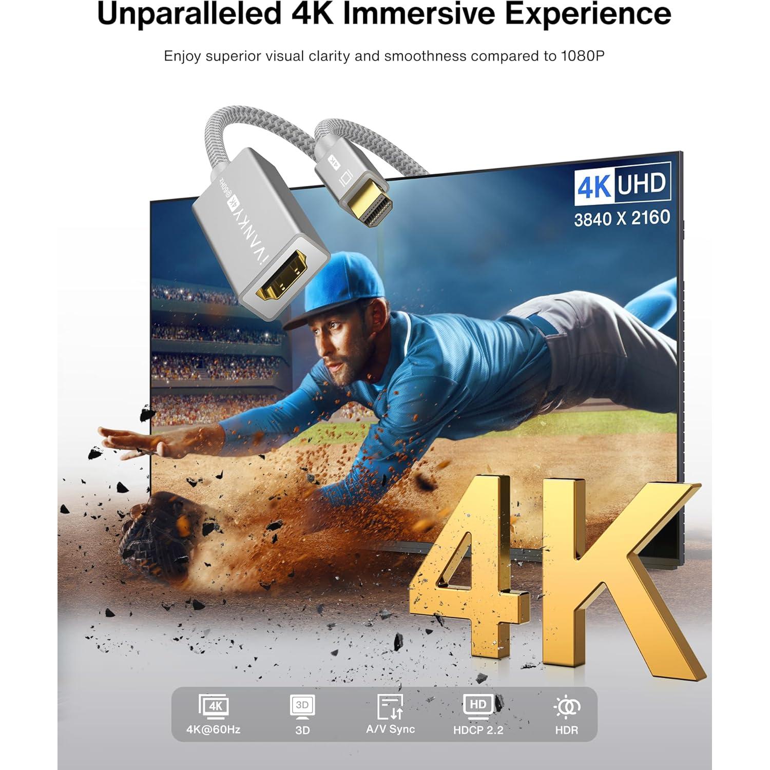 Adaptador Mini DisplayPort a HDMI 4K iVANKY 60Hz Plata