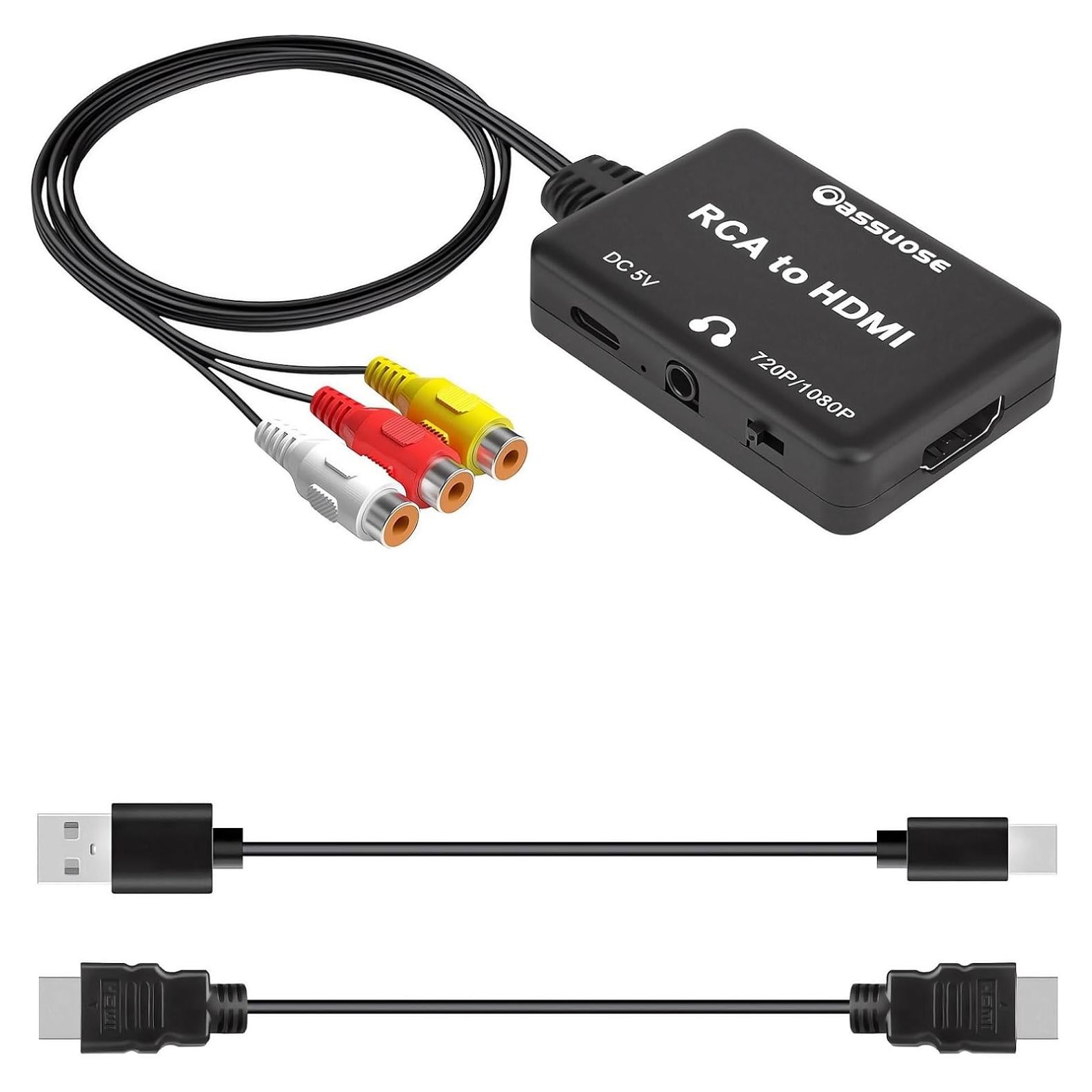 Convertidor RCA a HDMI Oassuoes 1080P para PS, Wii, Xbox