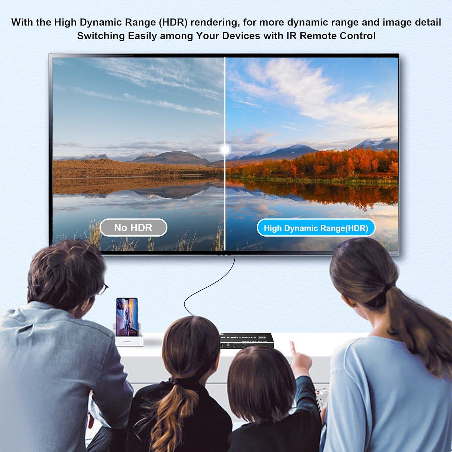 Conmutador HDMI 8K 5 en 1 Arleedyn con Control Remoto