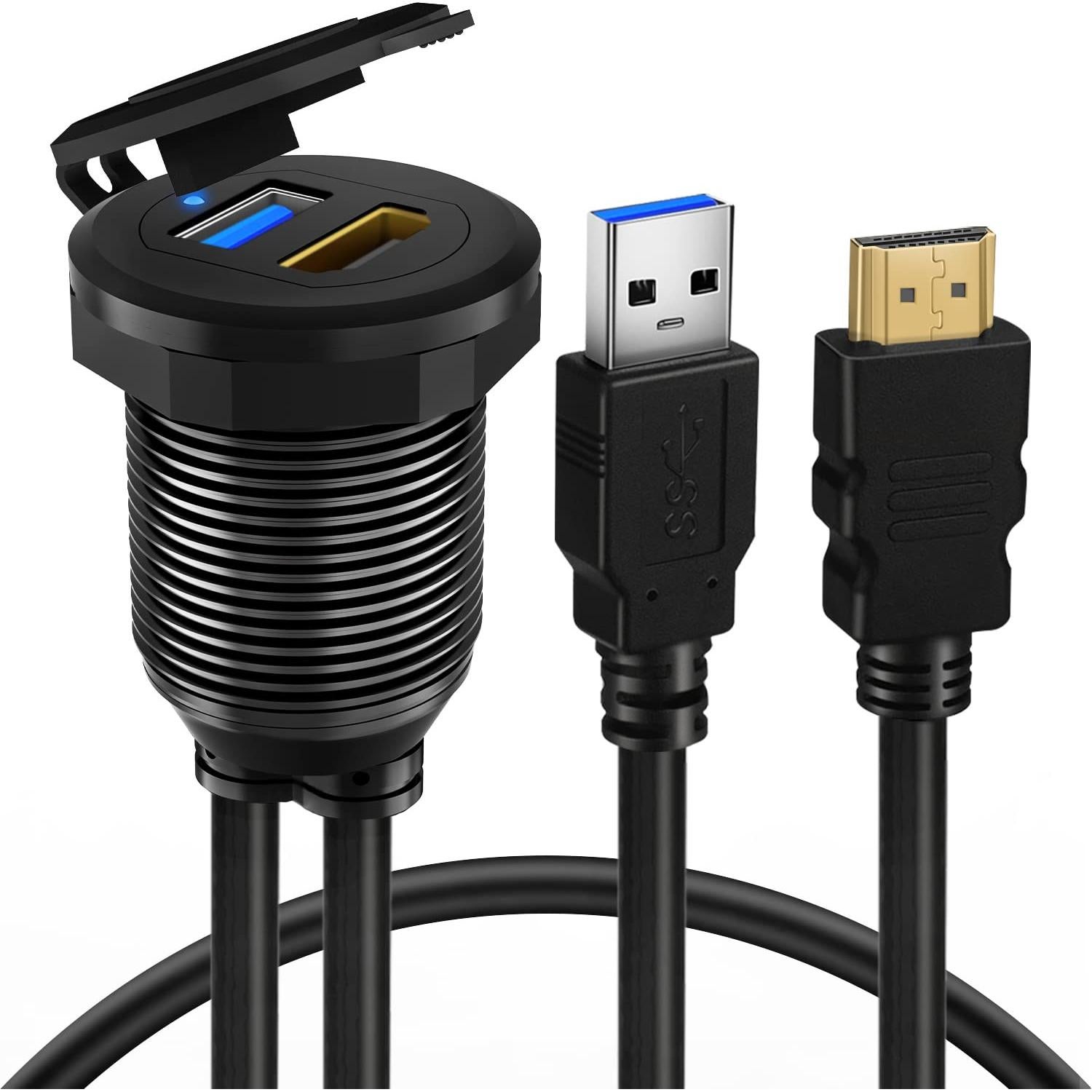 Cable de Montaje BATIGE USB 3.0 y HDMI 1m con LED