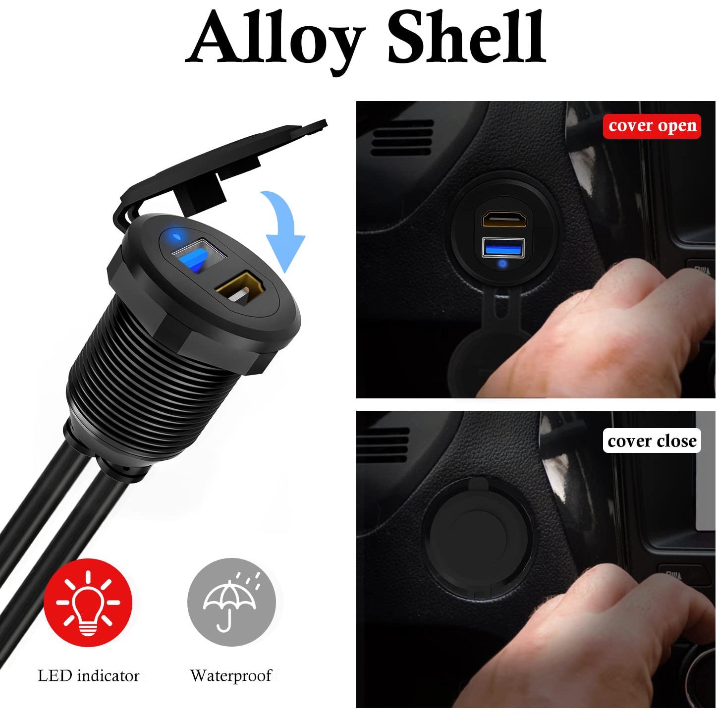 Cable de Montaje BATIGE USB 3.0 y HDMI 1m con LED