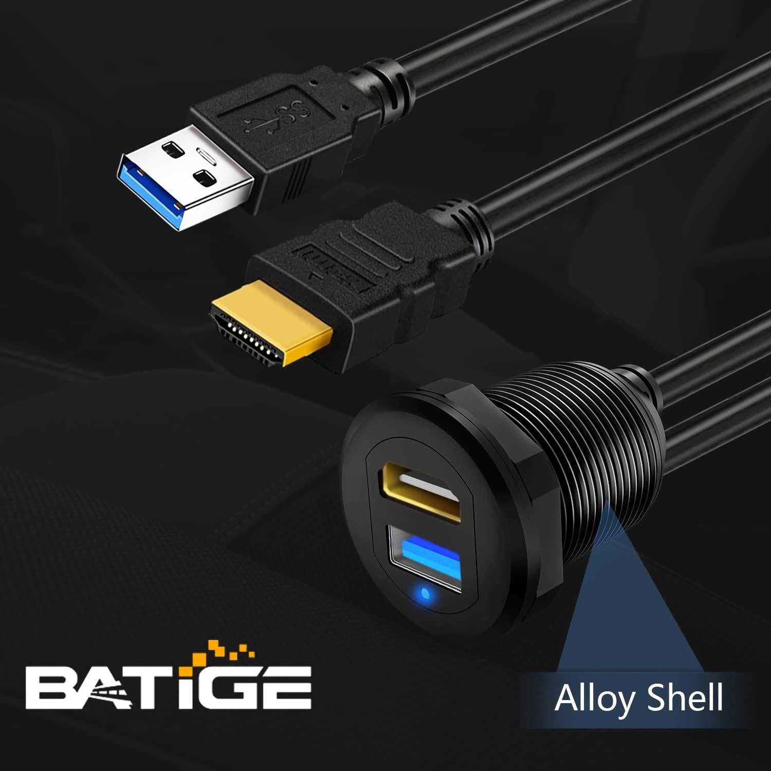 Cable de Montaje BATIGE USB 3.0 y HDMI 1m con LED