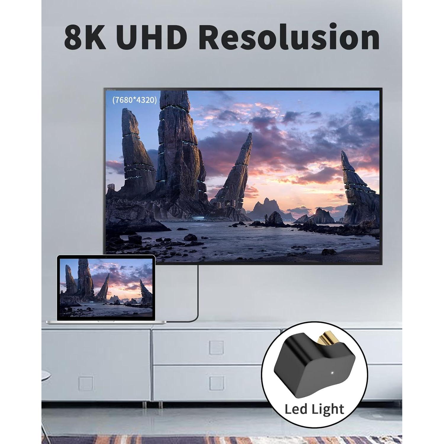 Adaptador HDMI Poyiccot 180 Grados 8K 60Hz Extensor UHD