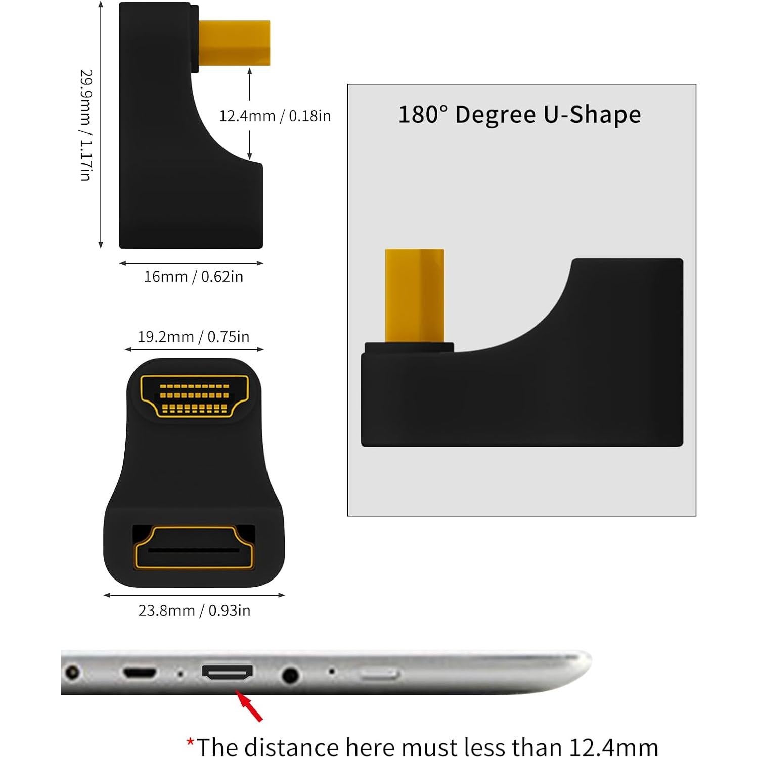 Adaptador HDMI Poyiccot 180 Grados 8K 60Hz Extensor UHD