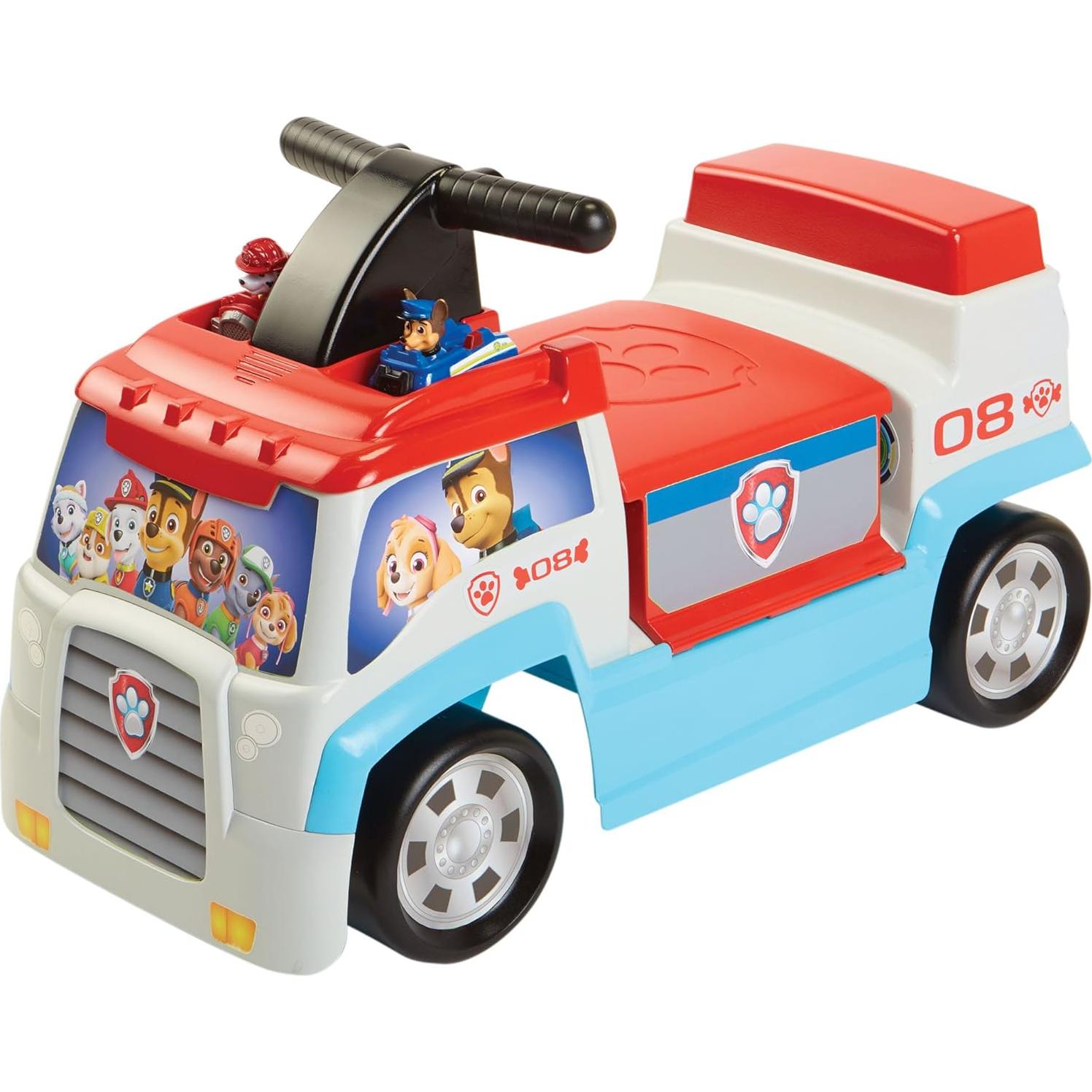 Push Ride-On, Plays Theme Song - Includes Chase & Marshall Sculpted Mini Vehicles for Added Fun!