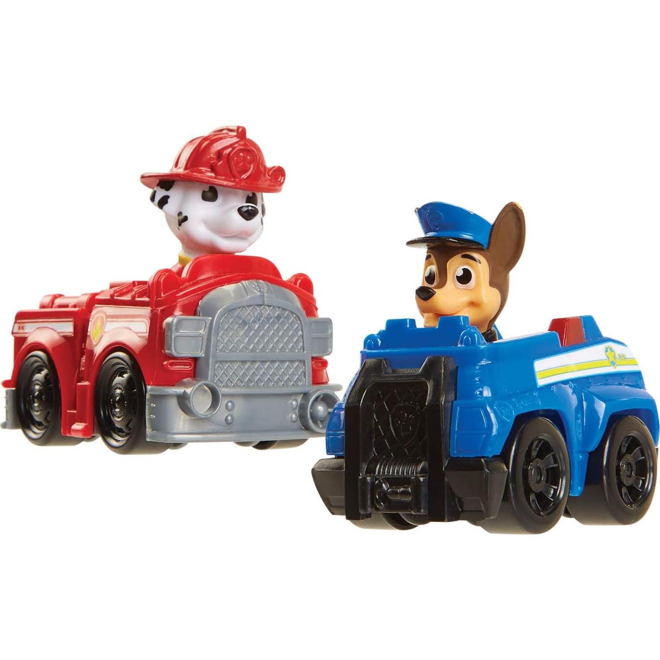 Push Ride-On, Plays Theme Song - Includes Chase & Marshall Sculpted Mini Vehicles for Added Fun!