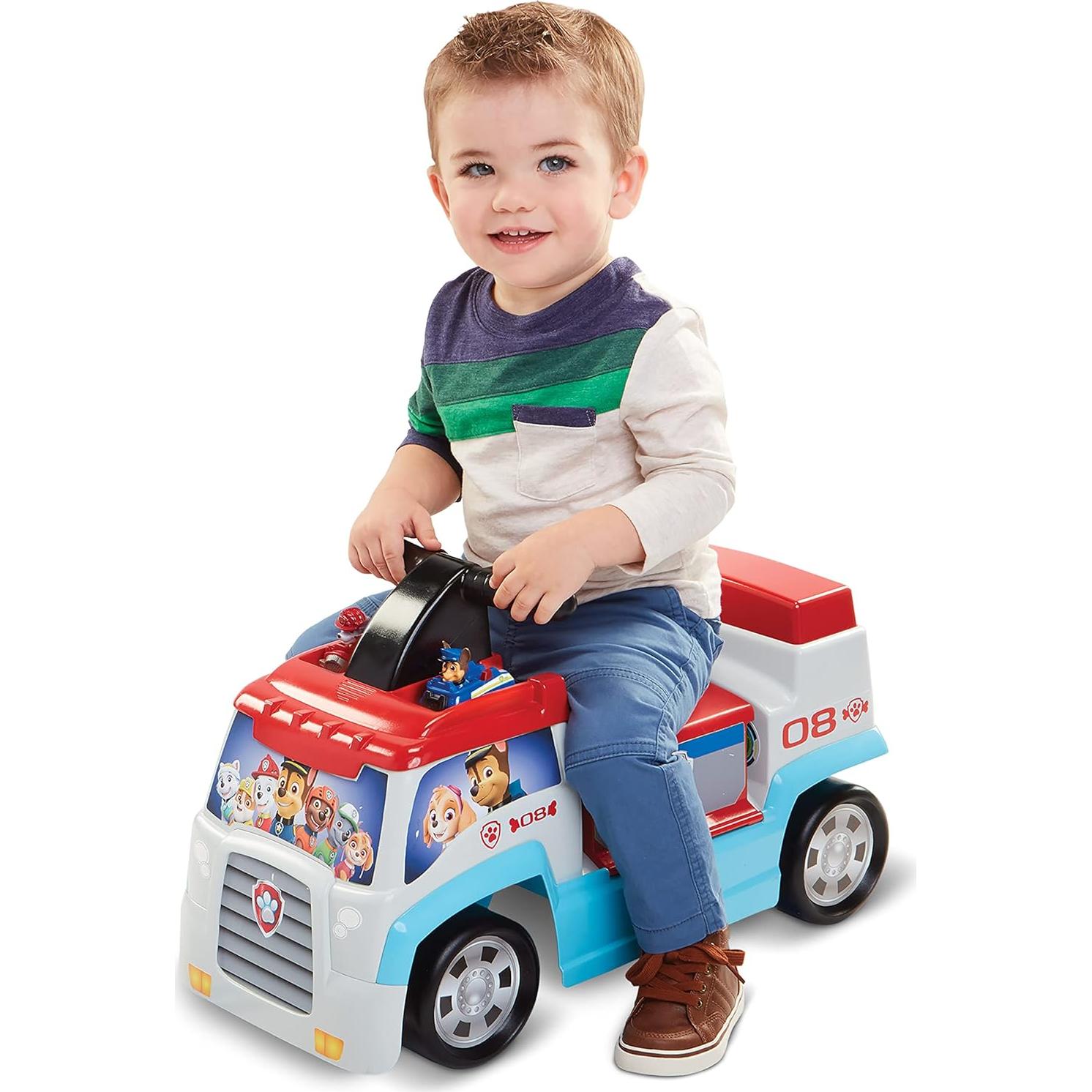 Push Ride-On, Plays Theme Song - Includes Chase & Marshall Sculpted Mini Vehicles for Added Fun!