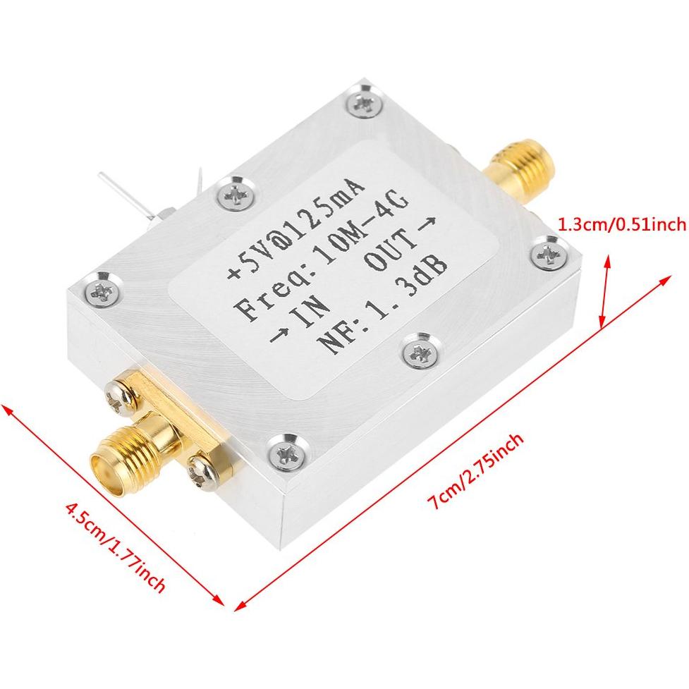 Módulo Amplificador RF de Bajo Ruido 21dB TOPINCN 0.01-4GHz