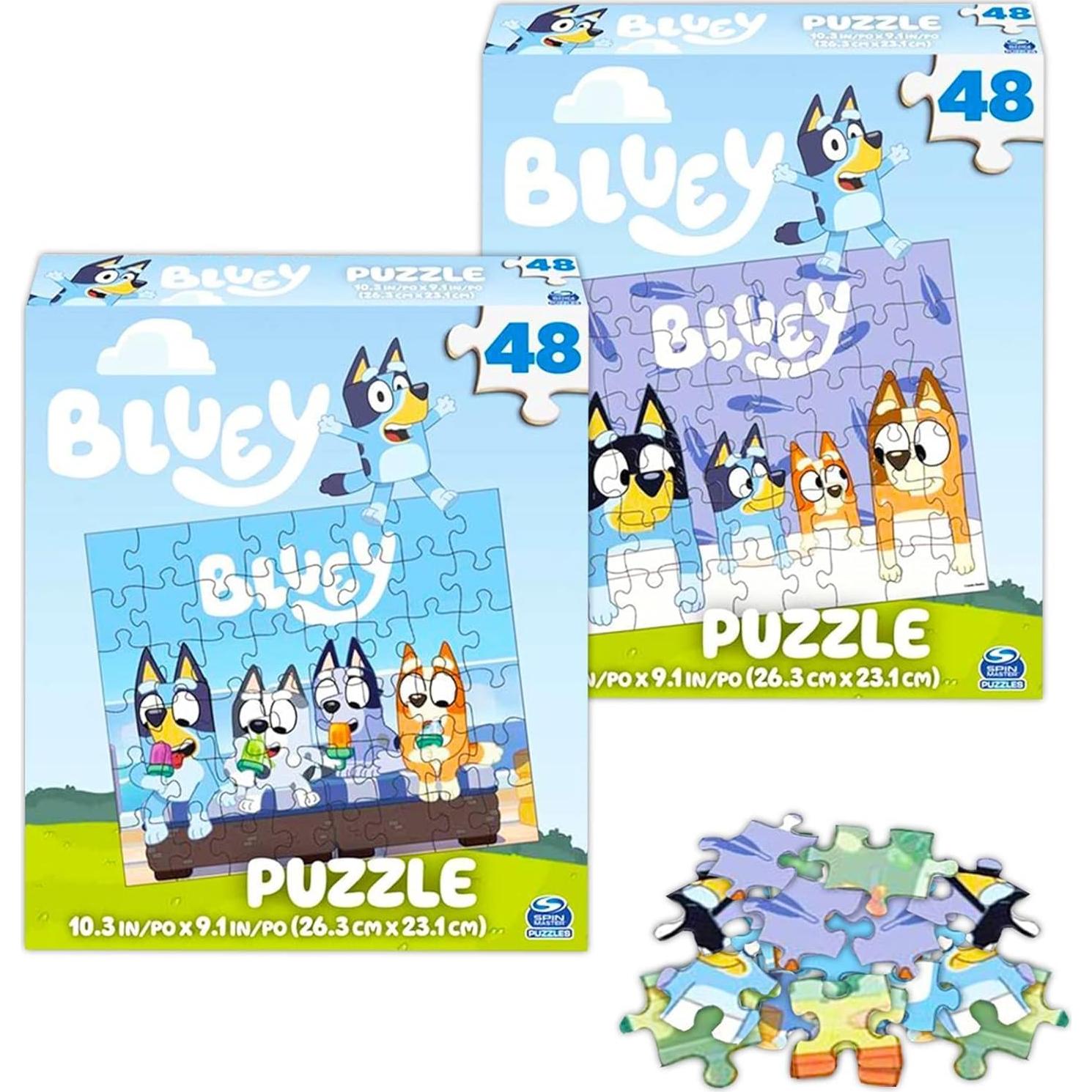 Paquete de 6 Puzzles de 24 Piezas Bluey, Spiderman y Paw Patrol