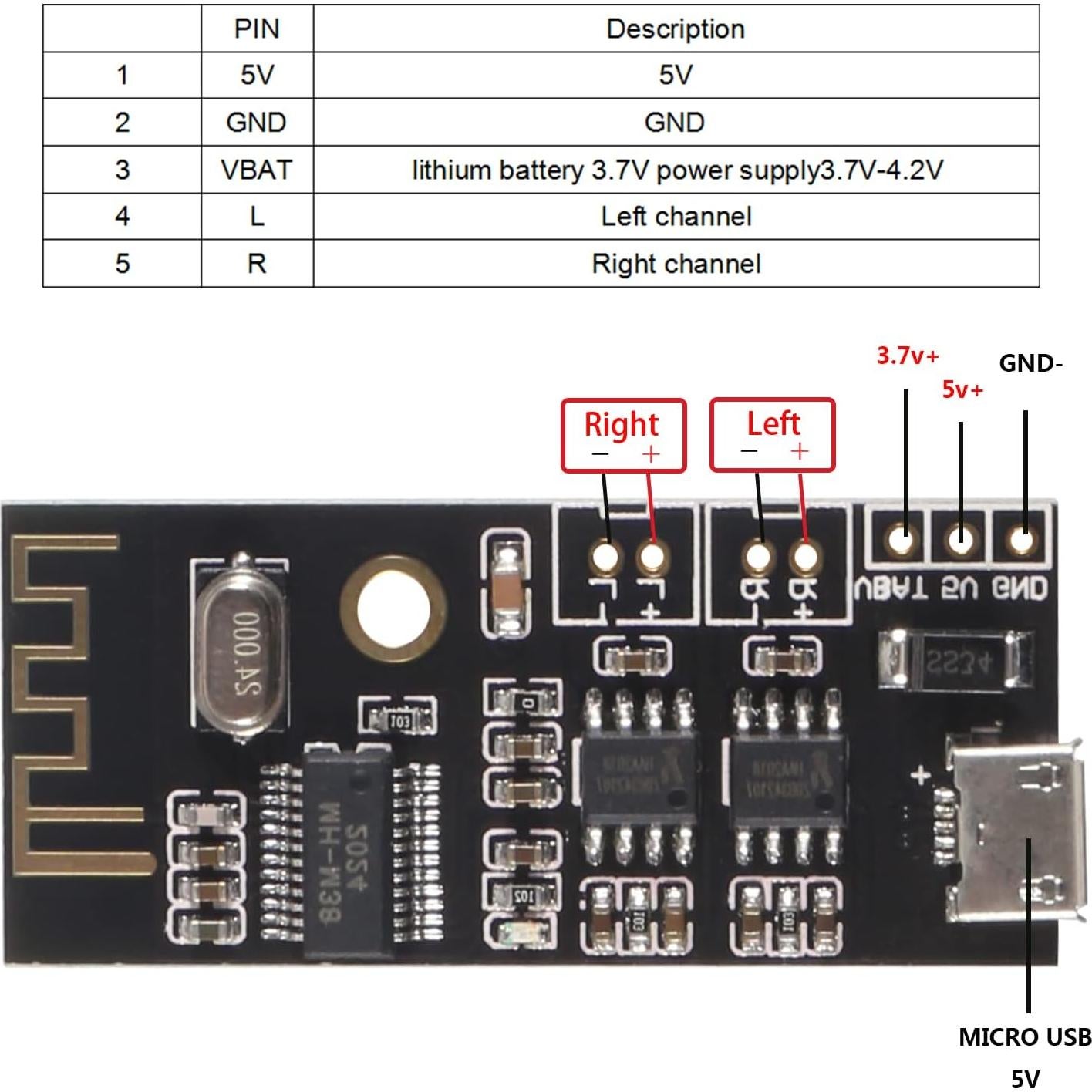 Módulo de Audio Bluetooth QCCAN M38 MP3 Estéreo Inalámbrico