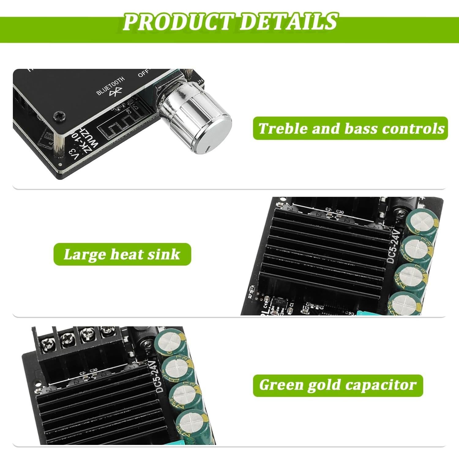 Amplificador Bluetooth 200W EPLZON ZK-1002L 5-24V 2CH