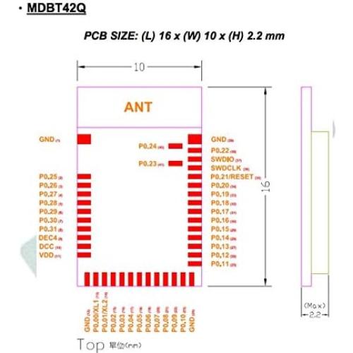Módulo Bluetooth Raytac MDBT42Q-P192KV2 BT5.1 10x16mm