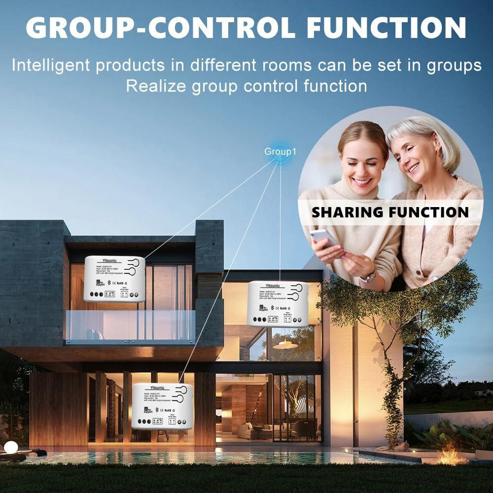 Interruptor Inteligente WiFi Yitouniu 1CH 85-250V Control Remoto