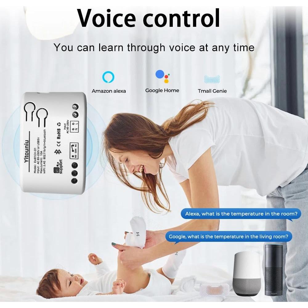 Interruptor Inteligente WiFi Yitouniu 1CH 85-250V Control Remoto