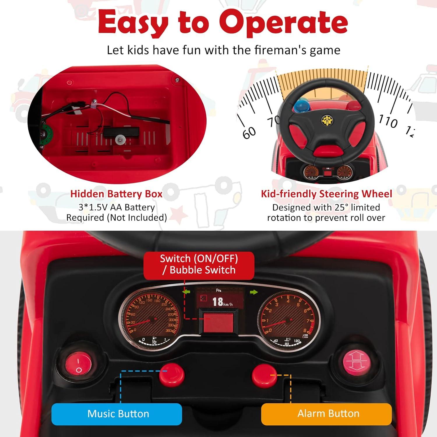 Coche de empuje HONEY JOY camión de bomberos con burbujas