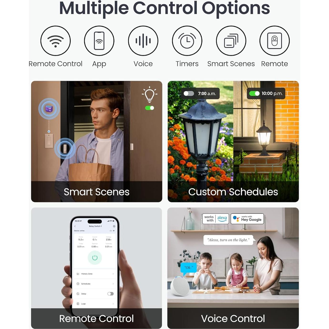 Interruptor Relé Inteligente SwitchBot 4 Pack, Control Wi-Fi y Bluetooth