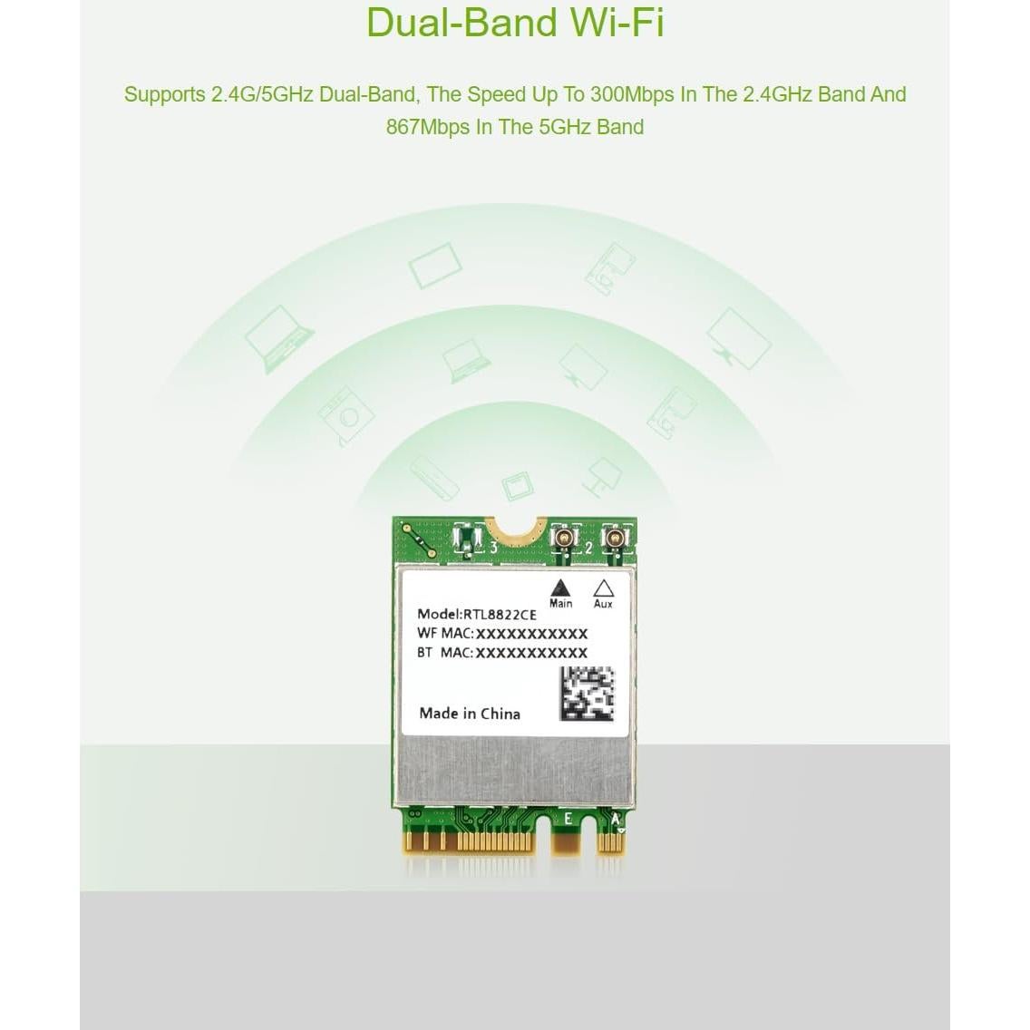 Módulo WiFi Doble Banda Waveshare RTL8822CE 2.4G/5GHz