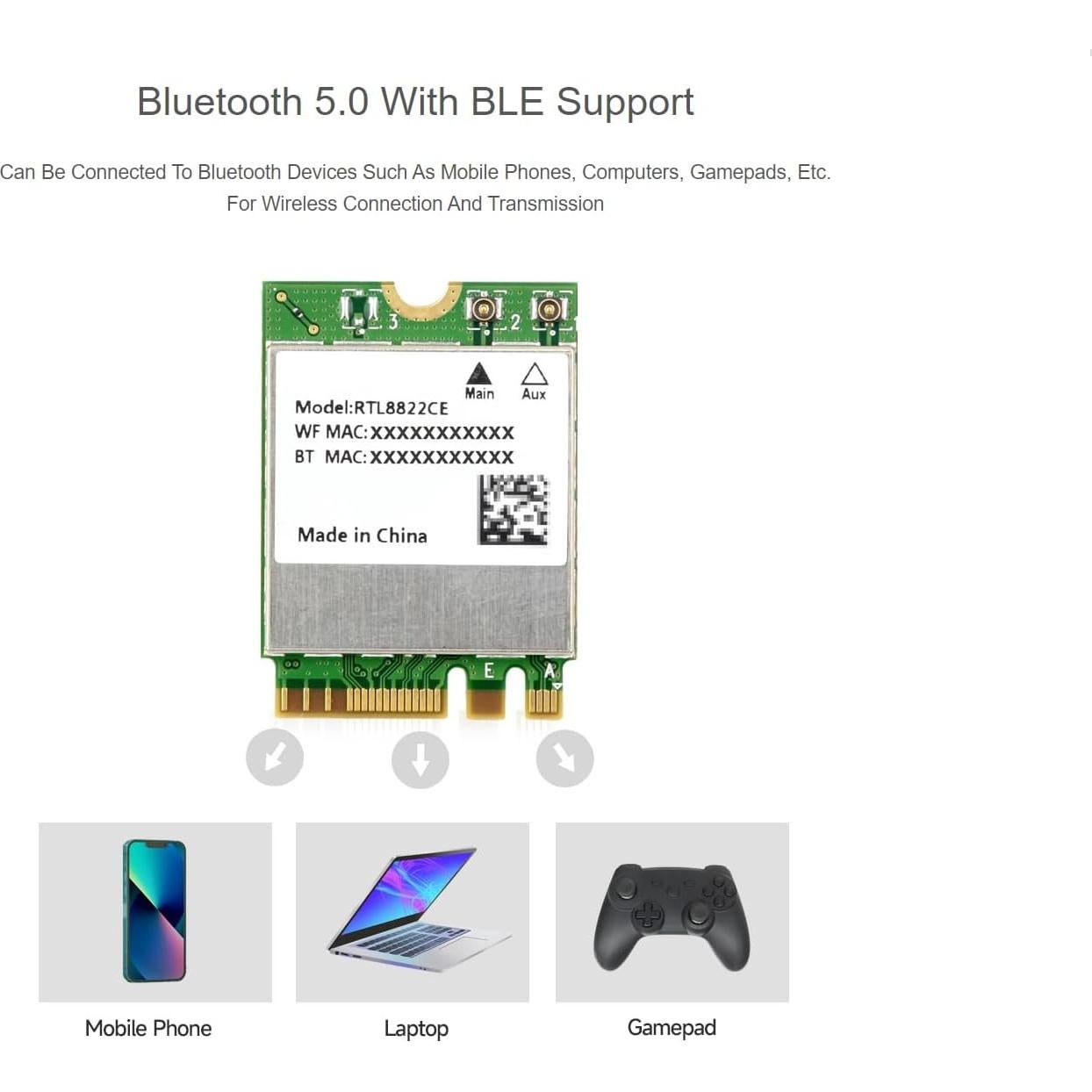 Módulo WiFi Doble Banda Waveshare RTL8822CE 2.4G/5GHz