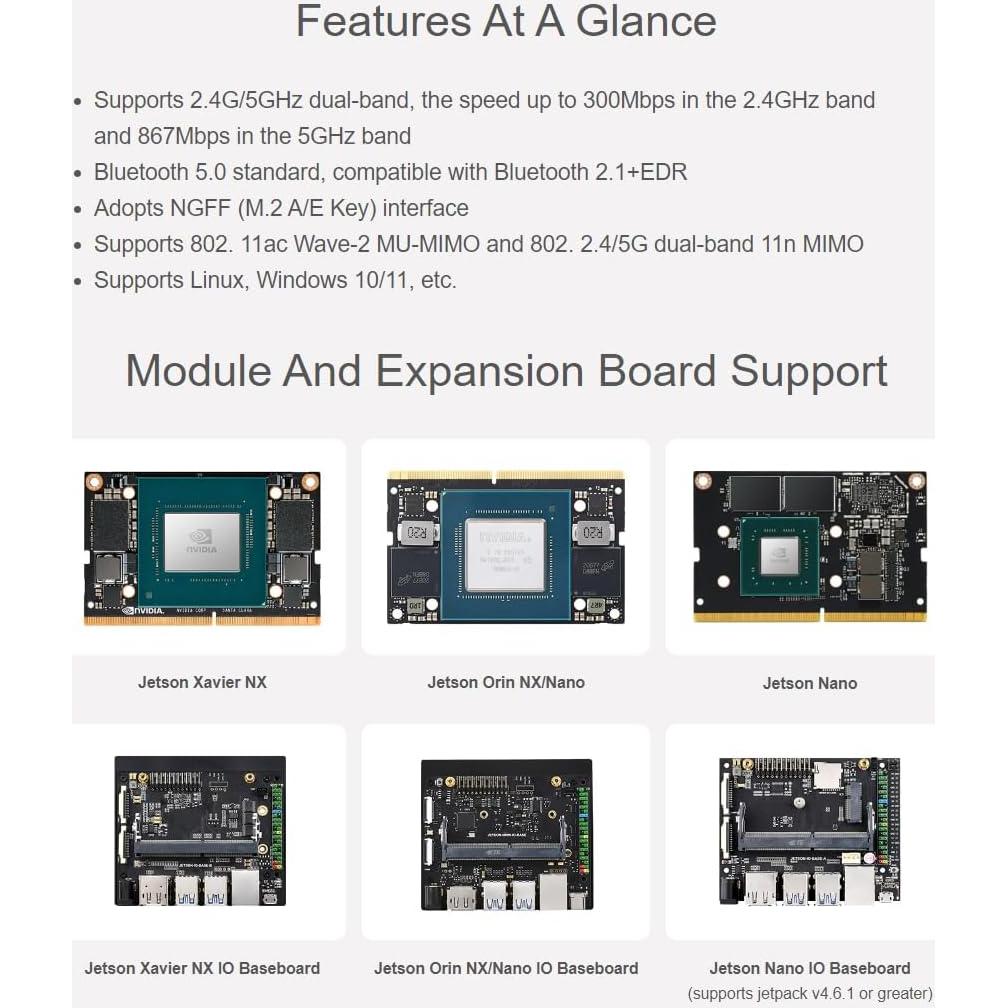 Módulo WiFi Doble Banda Waveshare RTL8822CE 2.4G/5GHz