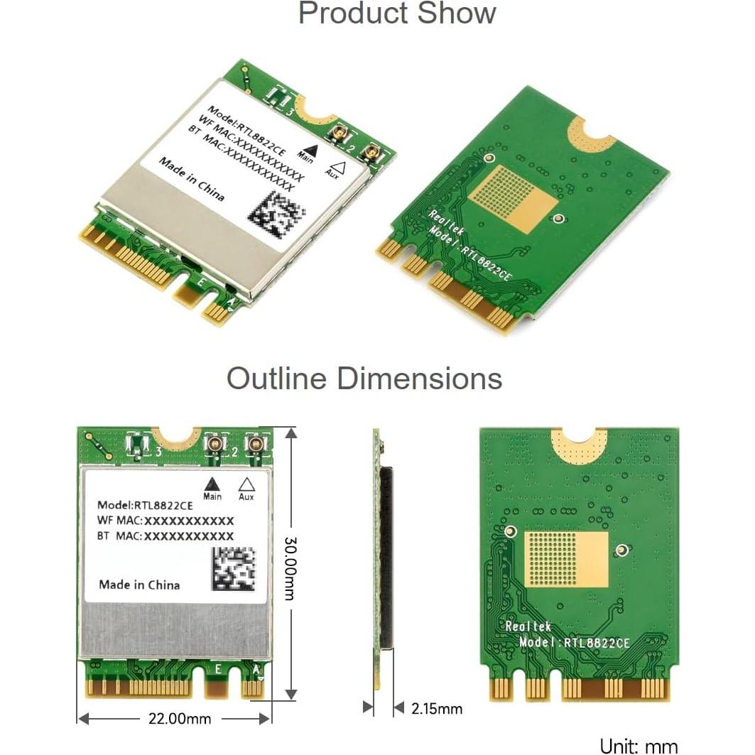 Módulo WiFi Doble Banda Waveshare RTL8822CE 2.4G/5GHz